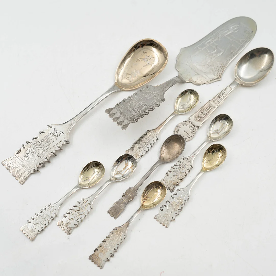 SAMLING BESTICK, Silver, 10 delar, 1900-tal. — Silver — Norrlands Auktionsverk