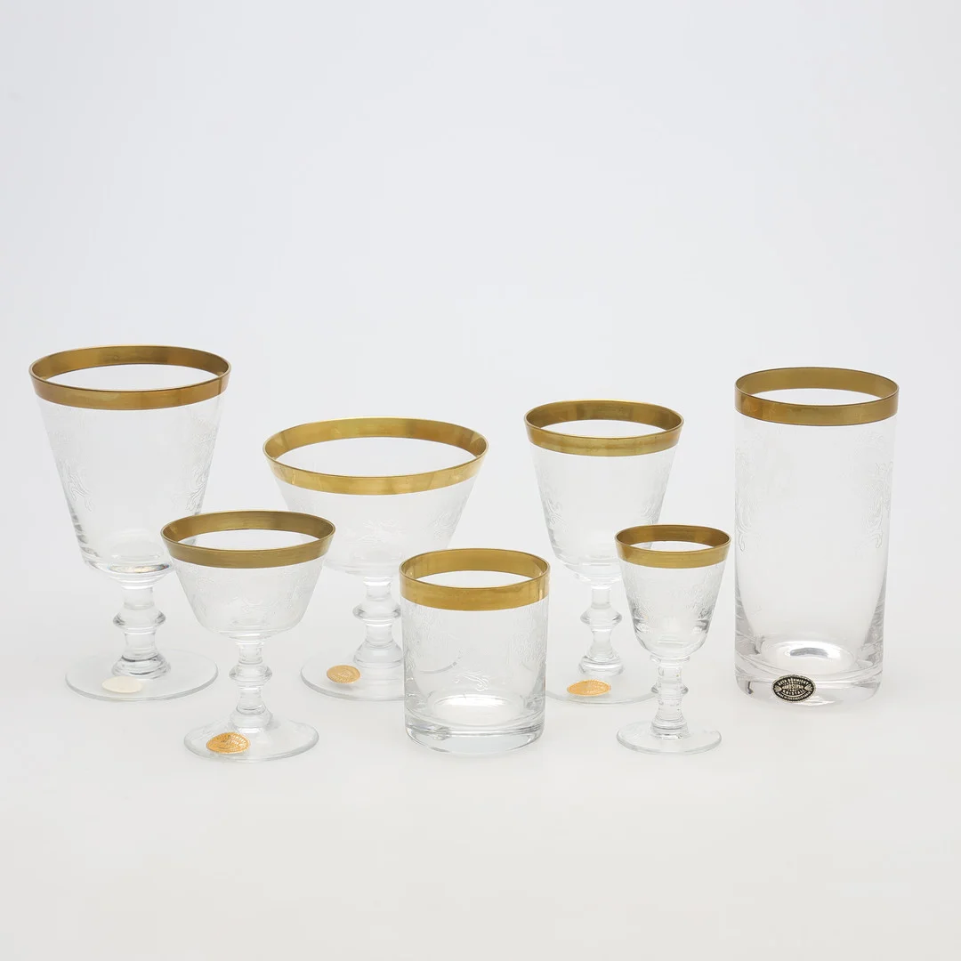 GLASSERVIS, 54 delar, Böhmiskt kristall, Tjeckoslovakien. — Utility glass — Borås Auktionshall