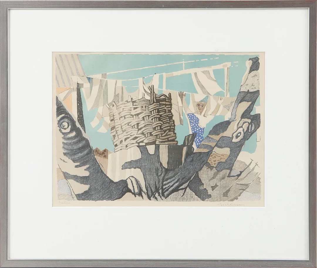 AXEL OLSON. Komposition, färglitografi, signerad, provtryck. — Engravings & Prints — Göteborgs Auktionsverk
