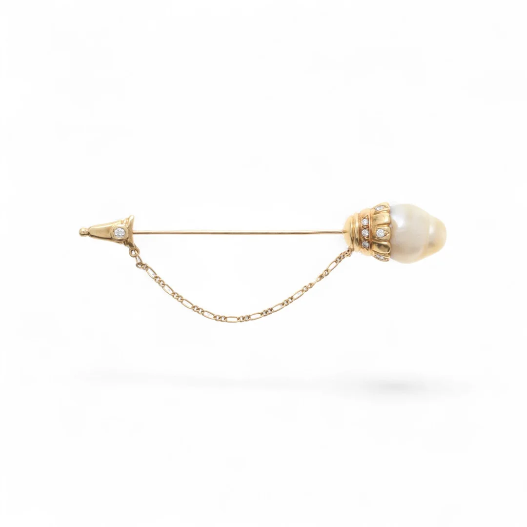 Broche - aguja de diamantes y perla barroca. — Brooches & Pendants — Balclis