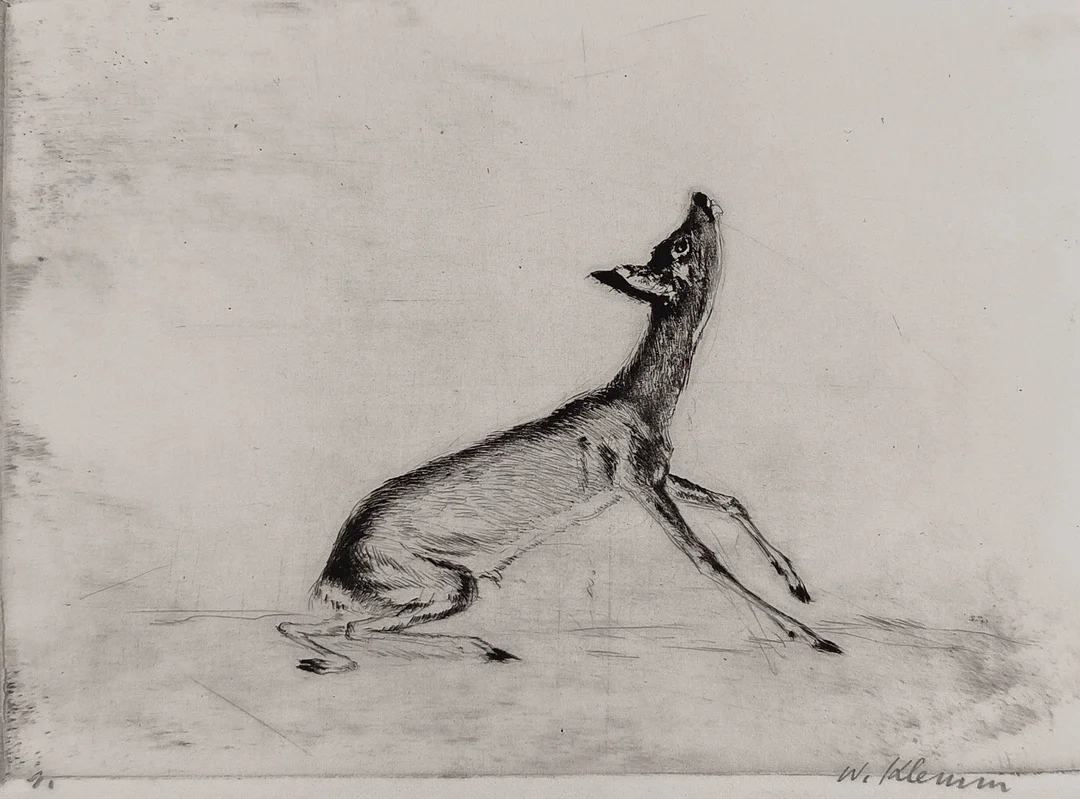KLEMM, WALTER. Reh, Radierung, handsigniert. — Engravings & Prints — Auktionshaus Blank