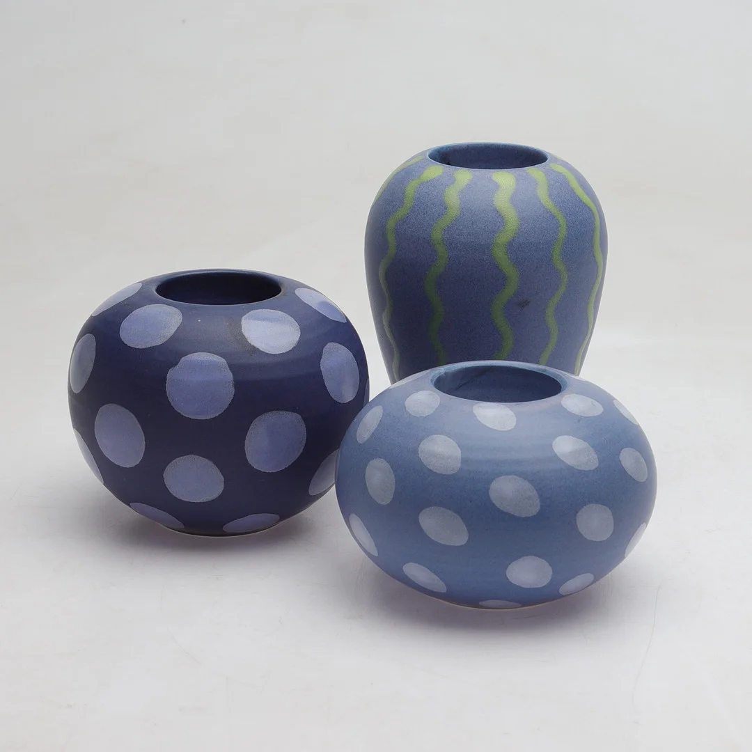 EVA PARADIS. ljushållare, 3 st, keramik, Paradisverkstan. — Candlesticks — Gomér & Andersson Norrköping
