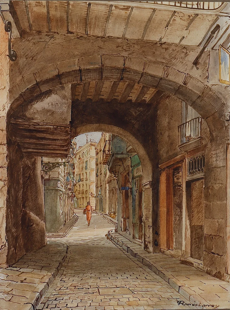 RAMÓN LARROSA. Vista urbana, Barcelona. — Drawings — Barcelona Auctions