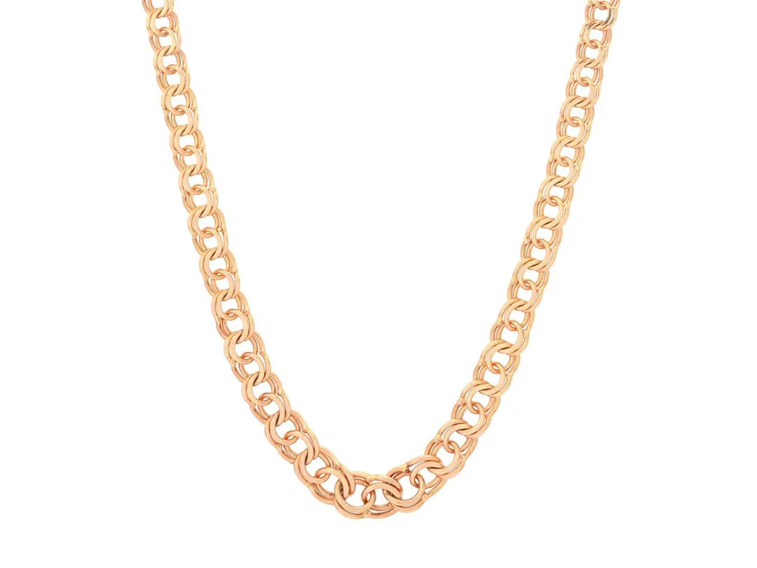 HALSKEDJA, 18K guld, doserad bismarcklänk 4-7 mm, längd 45 cm, vikt 18,5 g. — Smycken/Halskedja — Kaplans