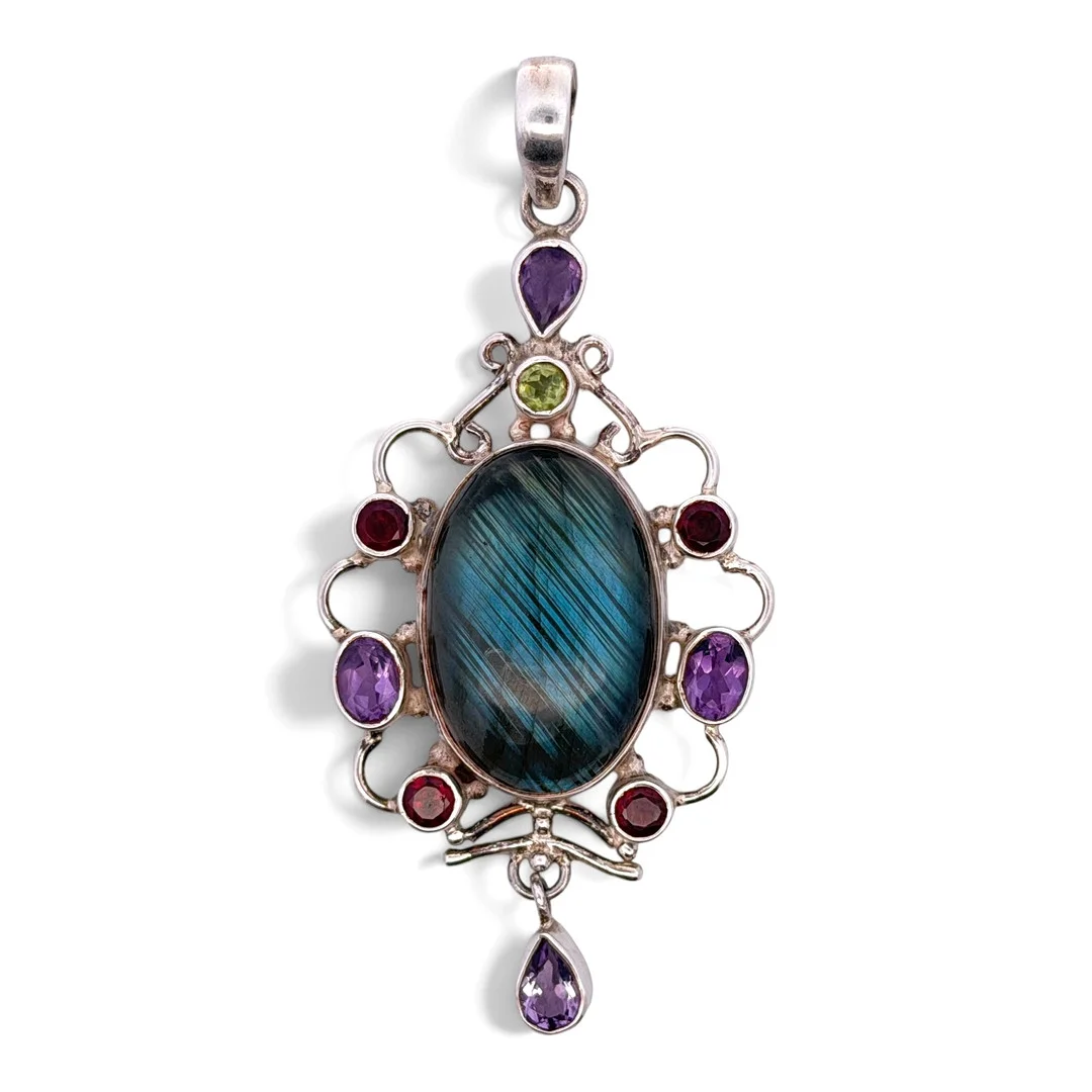 LABRADORITE AND GEMSTONE PENDANT. — Brooches & Pendants — Griffin’s Auctioneers