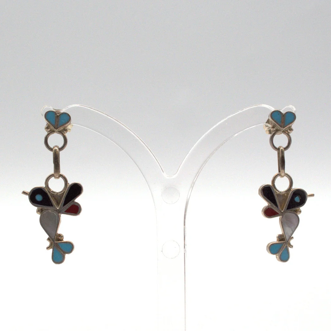 NAVAJO OHRRINGE,STERLING SILBER, MIT EINGEFASSTEN TÜRKIS, 20. JAHRHUNDERT. — Earrings — Kunst- und Auktionshaus Kleinhenz