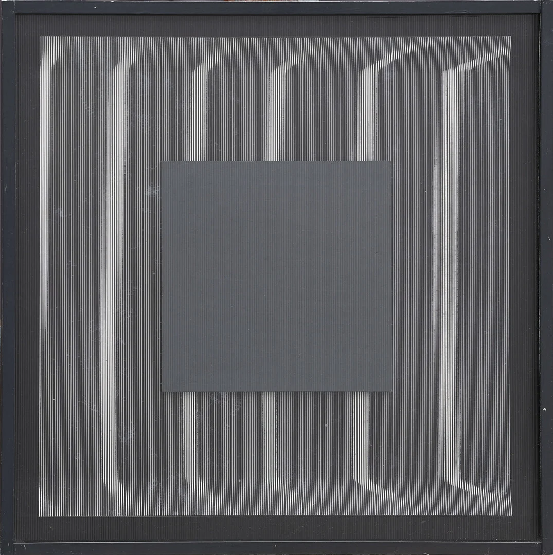 LUDWIG WILDING 1927-2010. MULTIPEL, "STEREOSKOPISCHES BILD RG" , SCREENPRINT, PERSPEX OCH PÅ PANNÅ, SIGNERAD, NUMRERAD 4/80 OCH DATERAD 1978. — Other — Crafoord Auktioner Lund