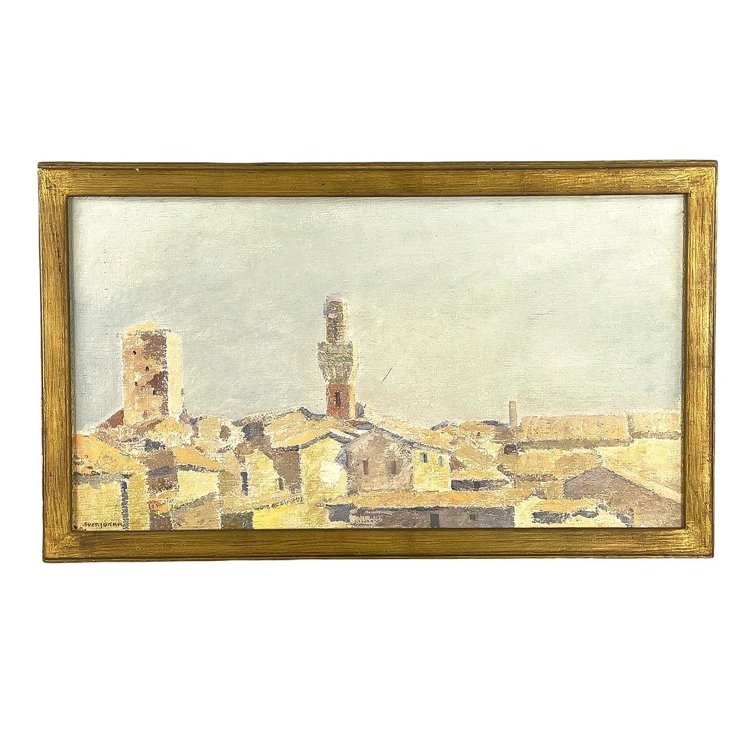 SVEN JOANN. "Stadsbild, Siena", olja på pannå, signerad, daterad 1953 a tergo. — Paintings — Roslagens Auktionsverk