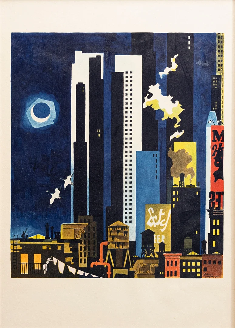 ADOLF HALLMAN (1893-1968). Skyskrapor, offsettryck, New york, signerad och daterad, Hallman, 1953. — Engravings & Prints — Auktionshuset Kolonn