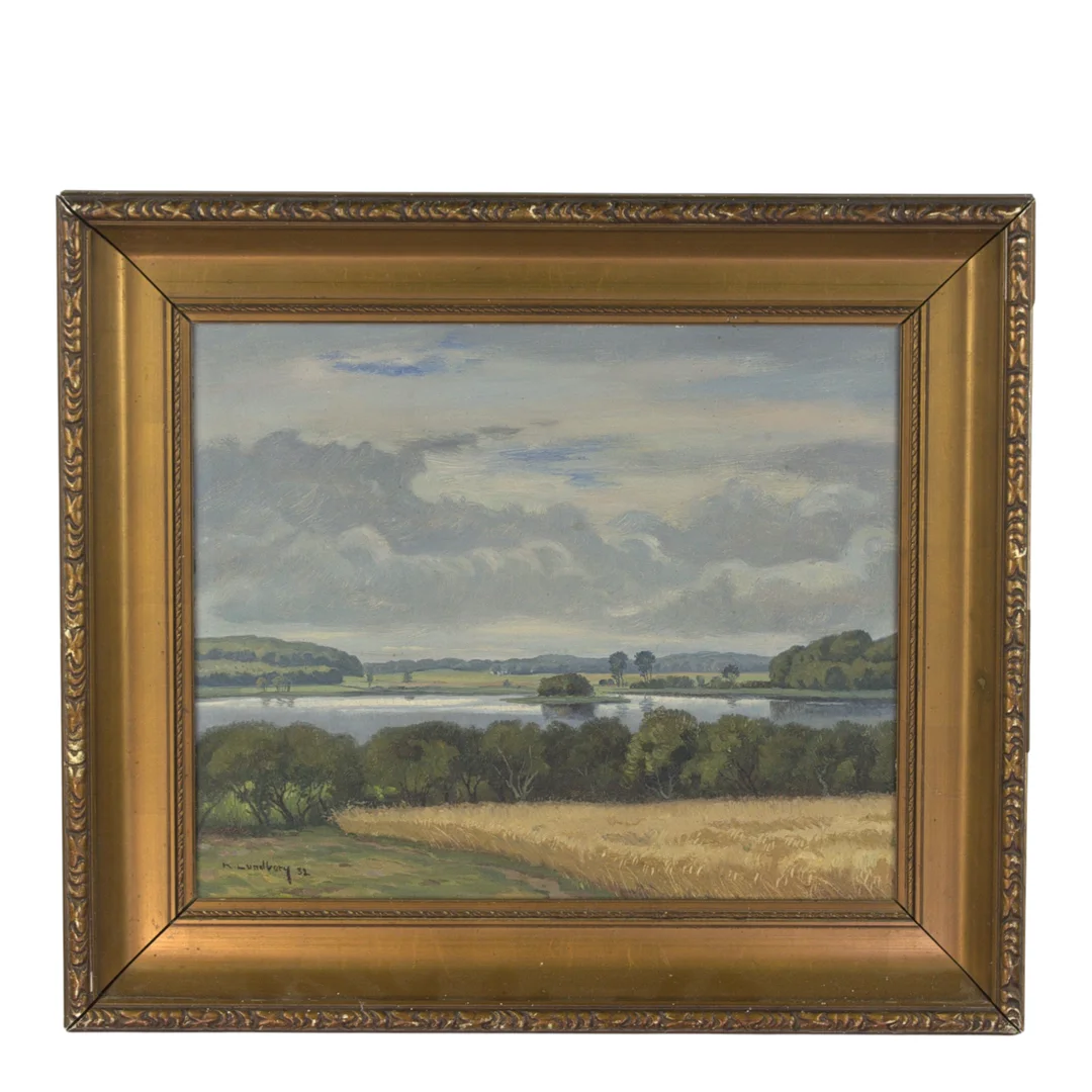 KARL LUNDBORG. Olja på duk, skånskt sommarlandskap, signerad. — Paintings — Höganäs Auktionsverk