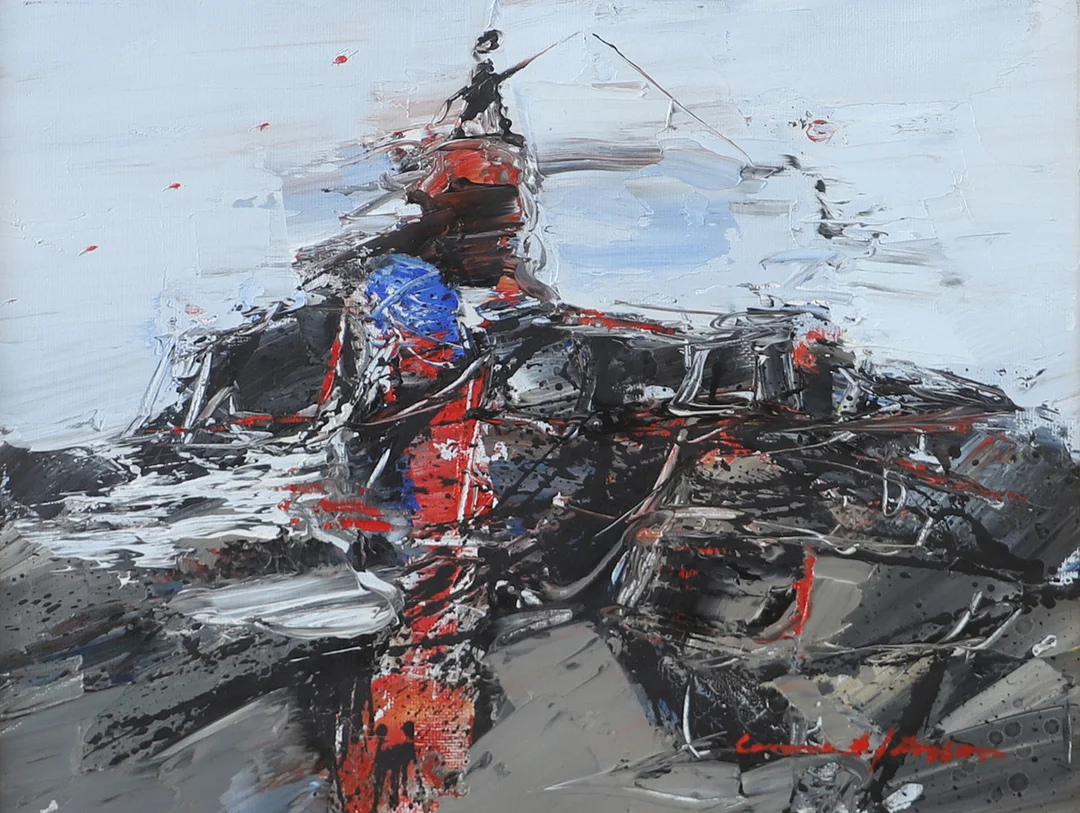 OIDENTIFIERAD KONSTNÄR. "Spinnfiskaren", olja på duk, otydligt signerad. — Paintings — Helsingborgs Auktionskammare