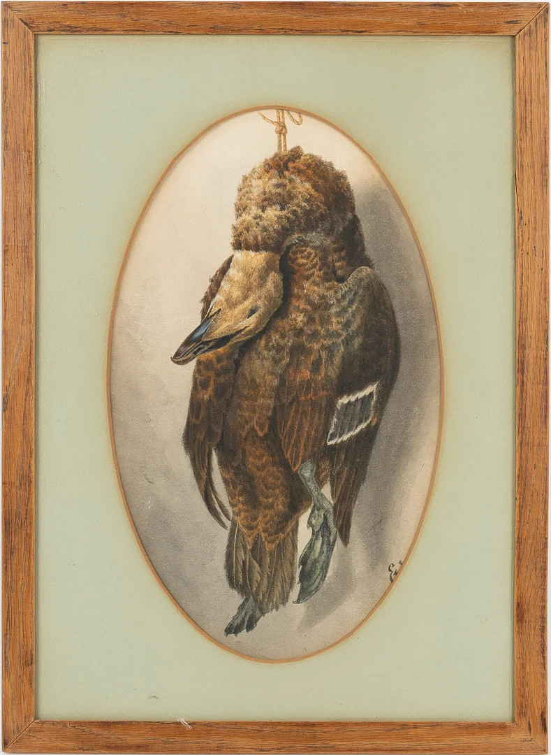 OIDENTIFIERAD KONSTNÄR. Stilleben med jaktbyte, akvarell på papper, 1800-tal. — Paintings — Stockholms Auktionsverk Helsingborg
