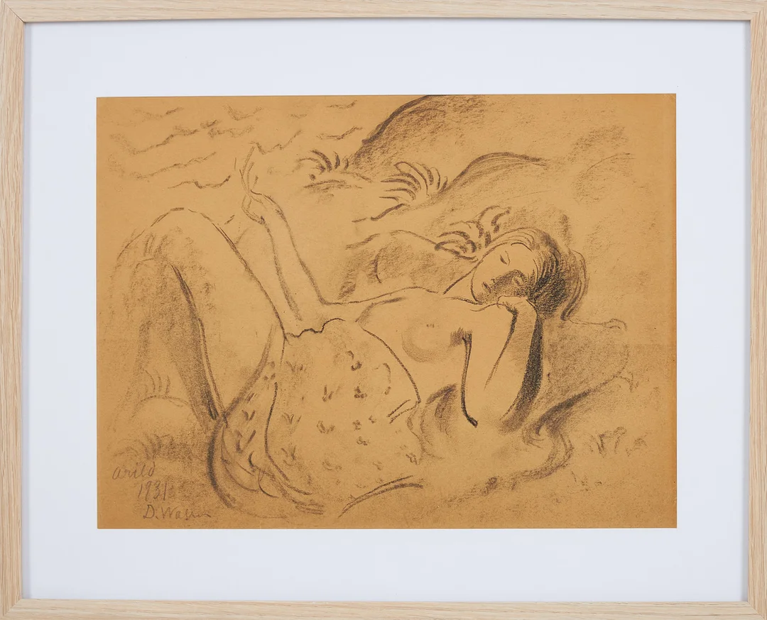 DAVID WALLIN. "Arild", blyerts/kol på papper, signerad, daterad 1931. — Drawings — Stockholms Auktionsverk Sickla