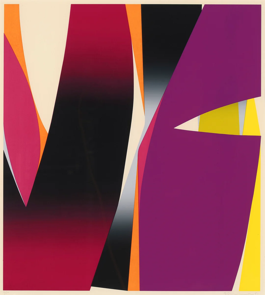 Gundersen, Gunnar S. — Komposisjon med rosa, sort og lilla — Kunst/Grafikk — Blomqvist
