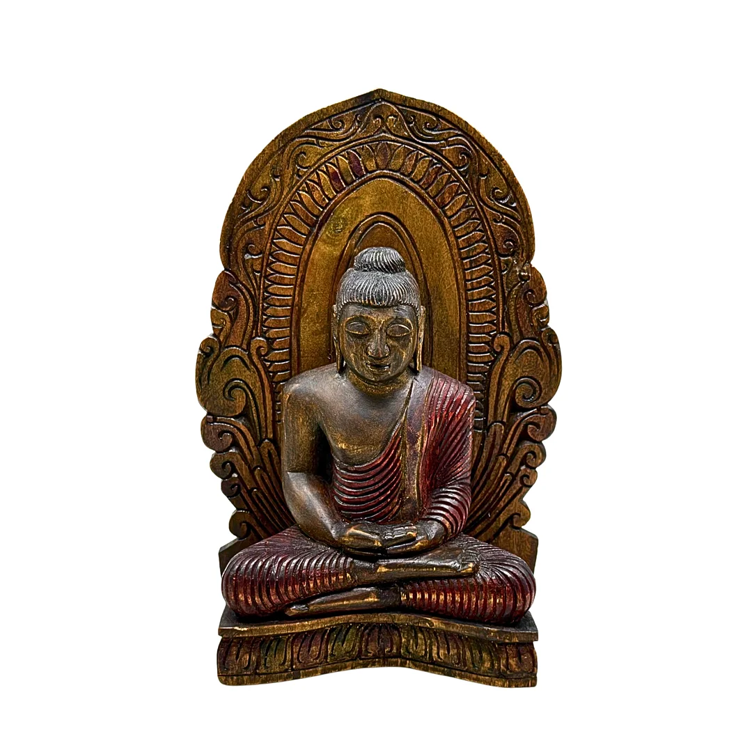 BUDDHA HOLZSTATUE - HANDBEMALT. — Wood — Auktionshaus Stuber's Hammerschlag