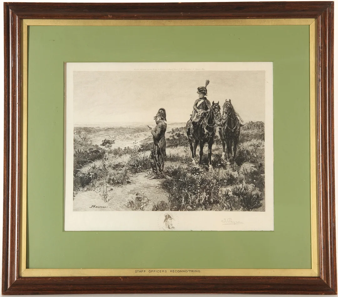 ERNEST MEISSONIER. Kopparstick, tryck efter, "Staff Officers Reconnoitring", 1911. — Engravings & Prints — Auktionsverket Engelholm