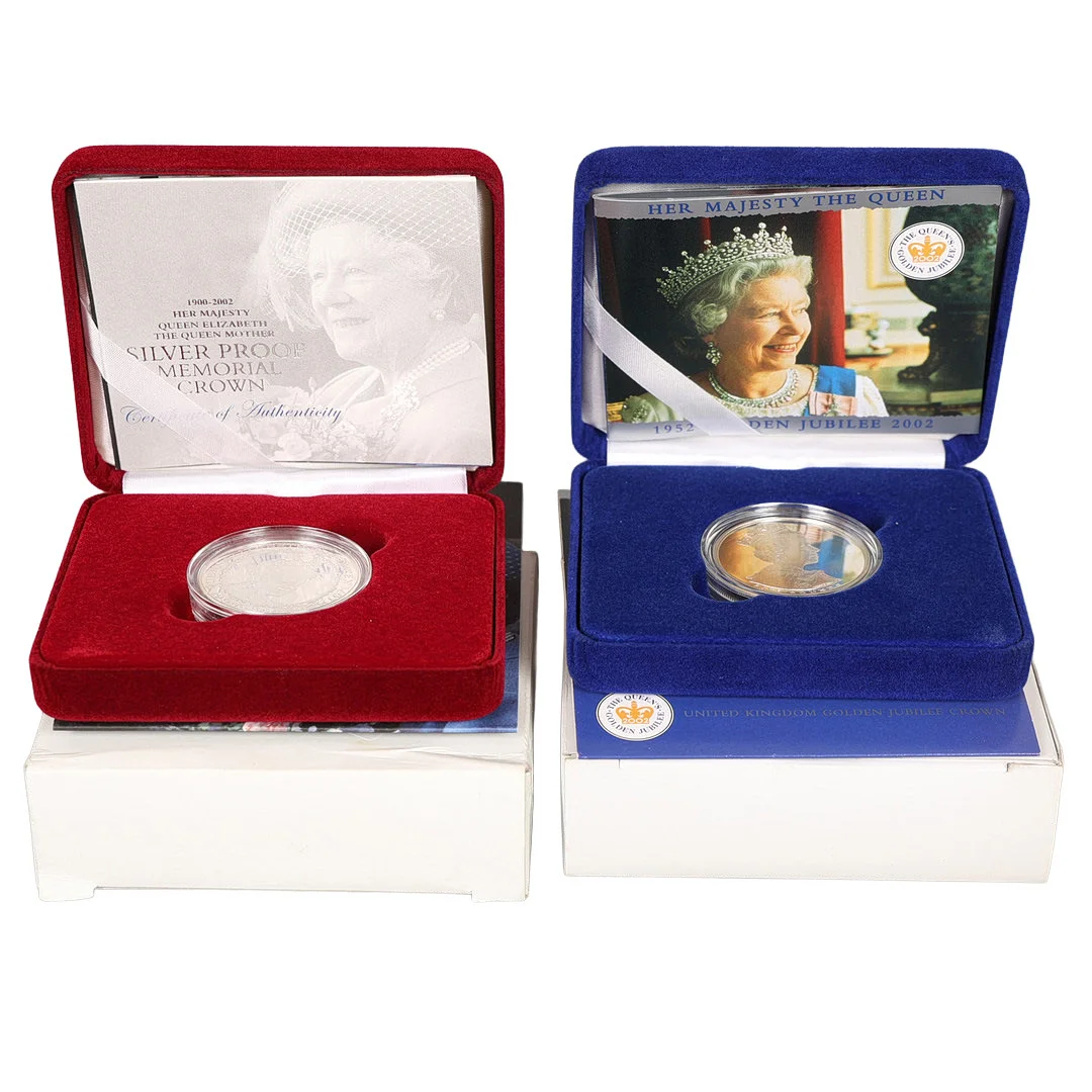 TWO ROYAL MINT COMMEMORATIVE SILVER CROWNS (2). — Coins & Banknotes — Bishop & Miller