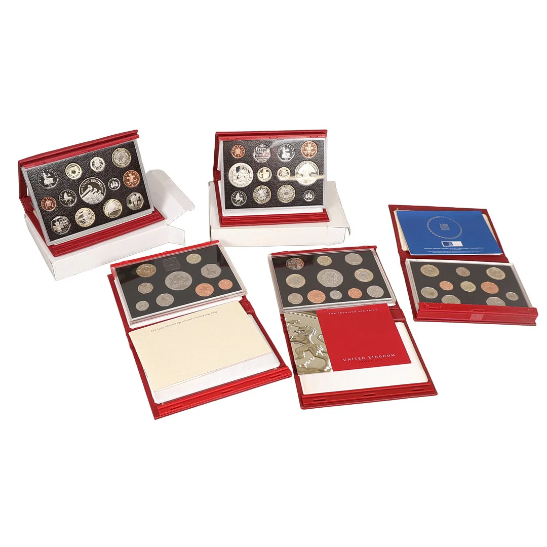 FIVE ROYAL MINT UNITED KINGDOM PROOF COIN COLLECTIONS (5). — Coins & Banknotes — Bishop & Miller