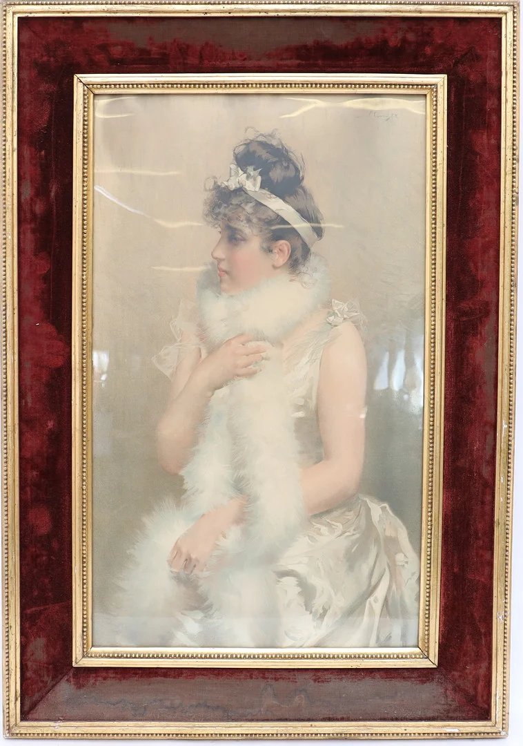 TRYCK, Motiv med kvinna,, 1900-talets första del. — Other — Falun Auktionsbyrå