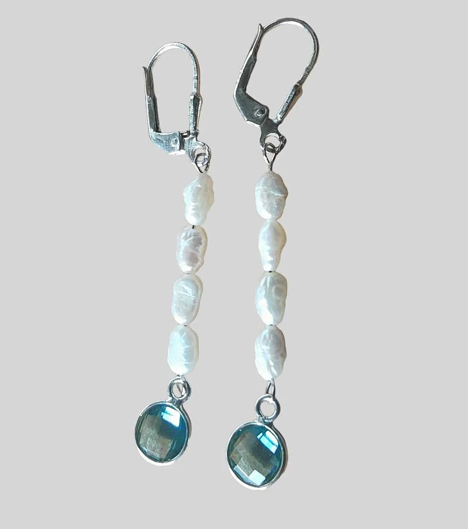 Blautopas - Perlenohringe, Silber 925. — Earrings — Auktionshaus Bossard