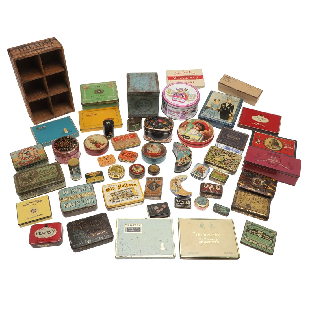 ADVERTISING ITEMS INCLUDING TINS & BOVRIL BOTTLE CONTAINER. — Miscellaneous — Lawrences Auctioneers
