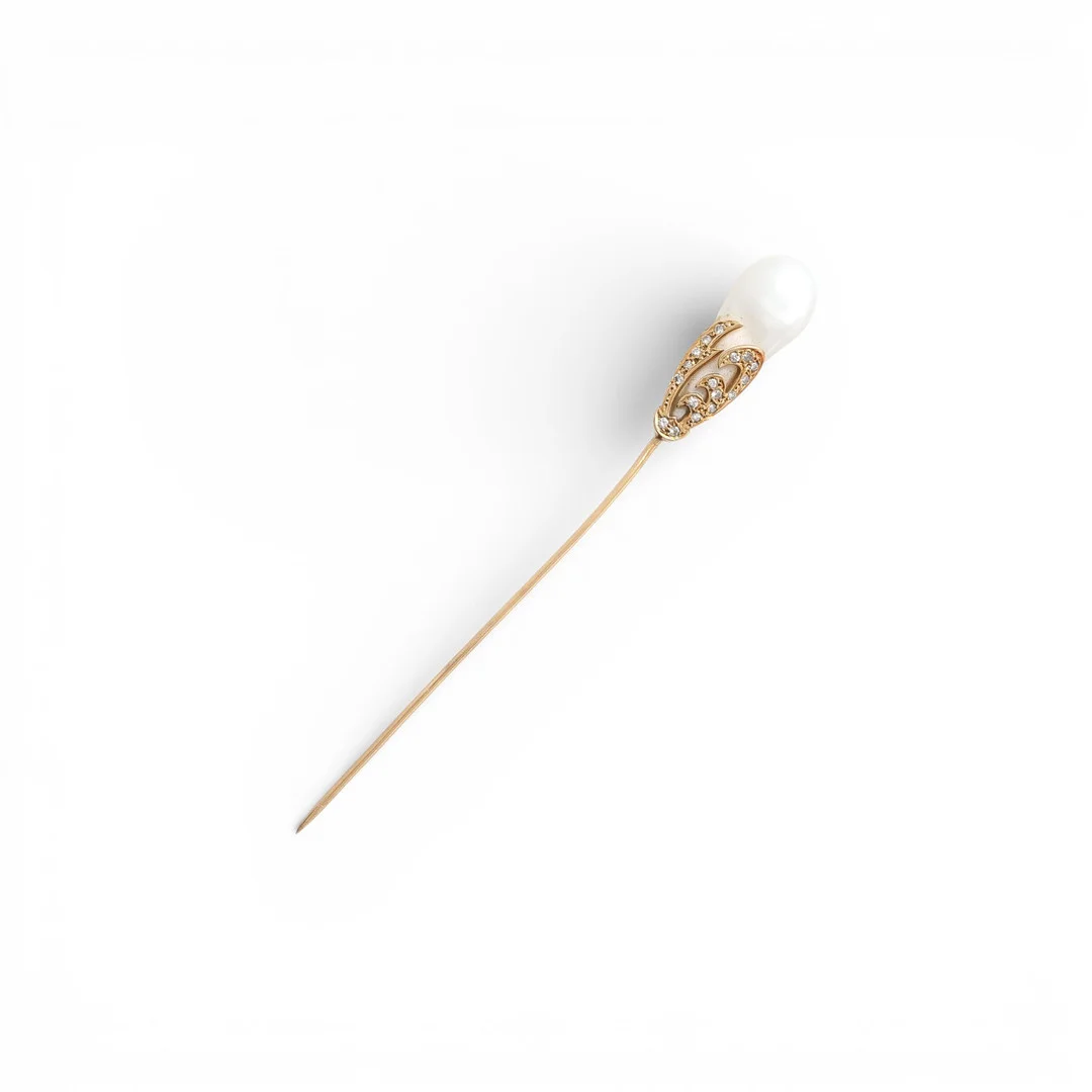 Pearl and diamonds tie pin. — Brooches & Pendants — Balclis