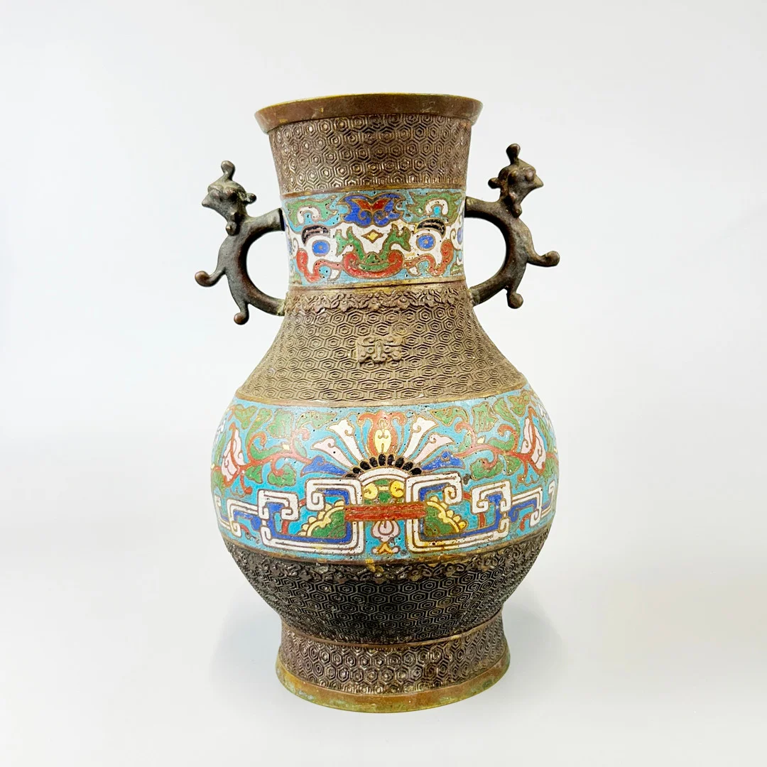 JAPANESE BRONZE & CHAMPLEVE ENAMEL VASE. — Bronzes — Chalkwell Auctions