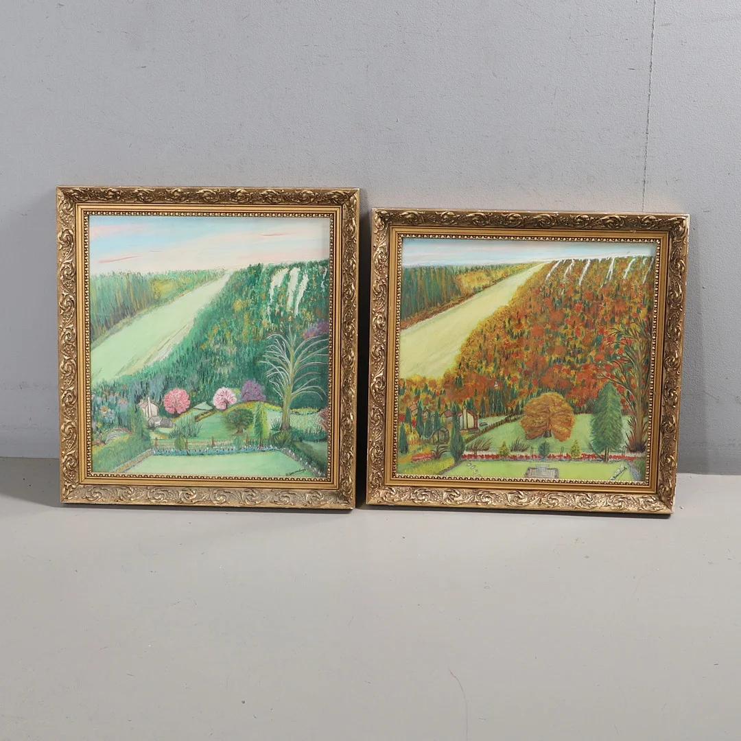 M. BARRACLOUGH (20TH CENTURY SCOTTISH). COTTAGES AND GARDENS WITH WOODLAND BEYOND, A PAIR. — Drawings — Lawrences Auctioneers