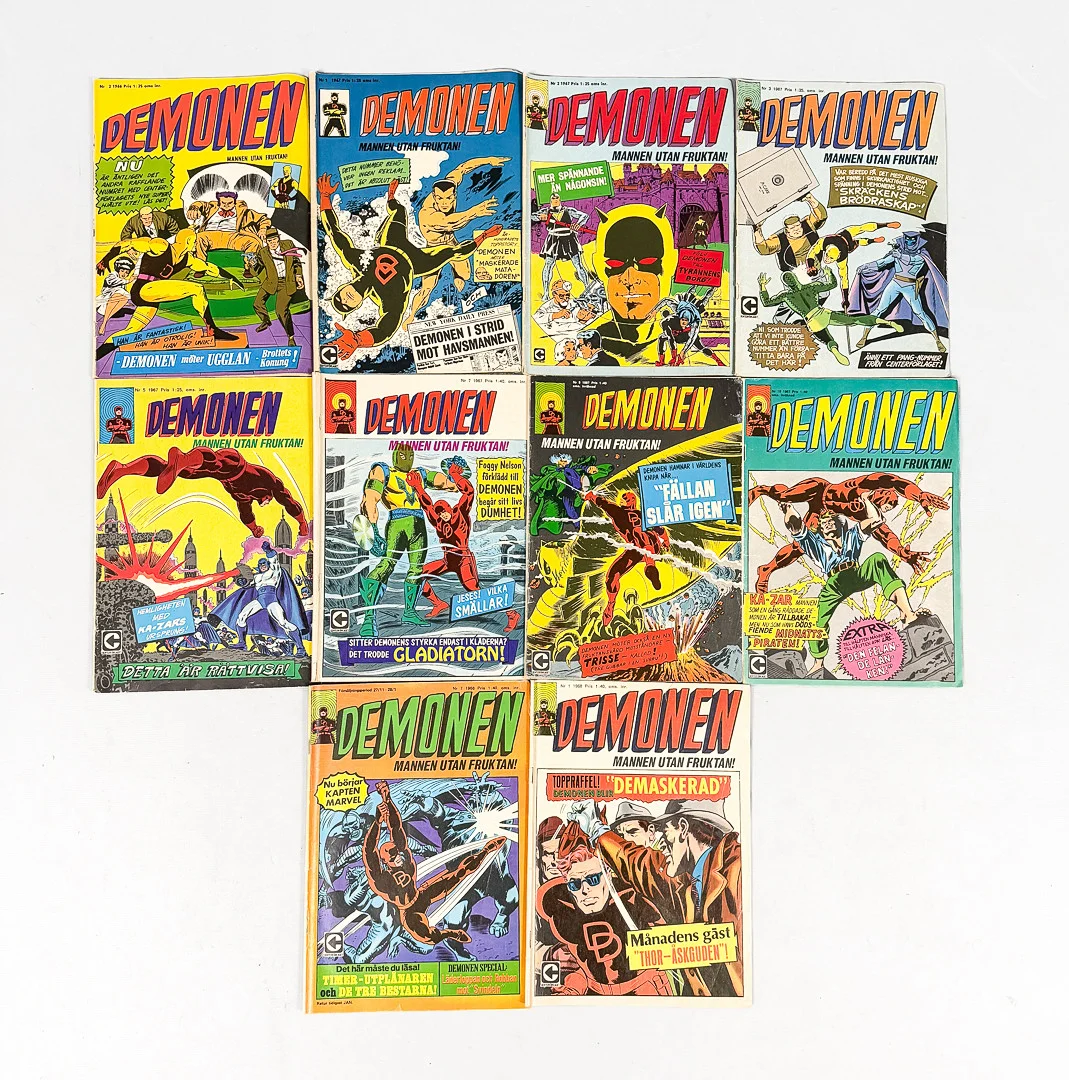 SERIETIDNINGAR, 10 st, "Demonen", 1966-68. — Comics — Auktionshuset STO Bohuslän