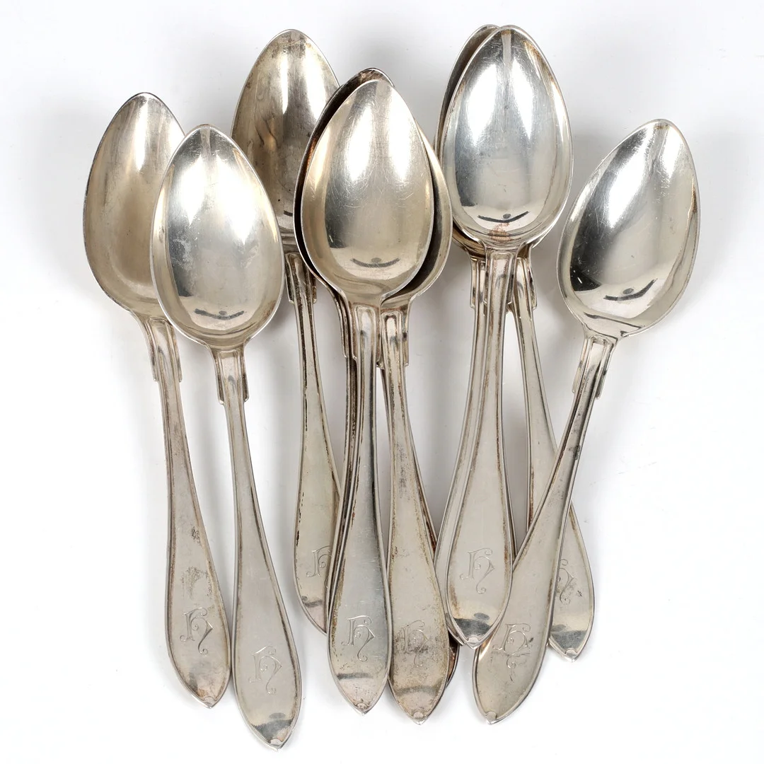 SKEDAR, 12 st. silver, modell "Svensk spets", GAB, Stockholm. 1922. — Silver — Stadsauktion Sundsvall