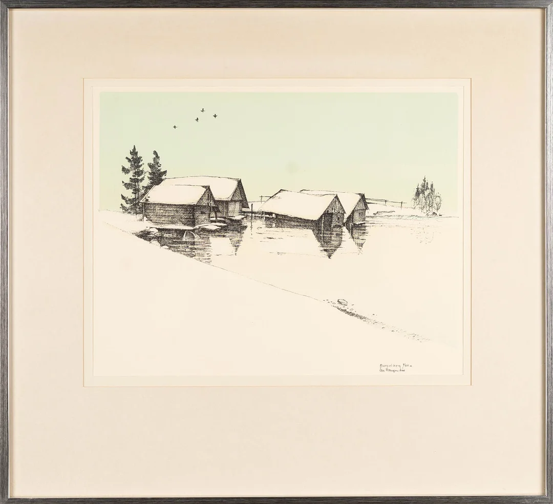 ÅKE PETTERSSON-NÅW. Färglitografi, "Barsviken" signerad, numrerad 1/225. — Engravings & Prints — Norrlands Auktionsverk