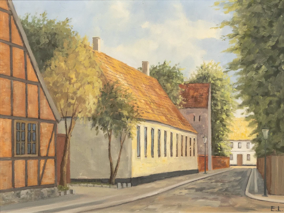 KARL-ERIK LUNDBERG "LEDDE". Olja på pannå, Lundamotiv, monogramsignerad E.L. — Paintings — Karljohan Auktioner