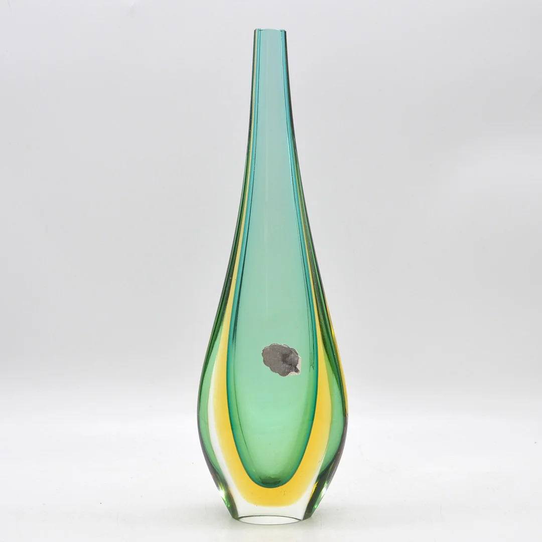FLAVIO POLI. MURANO DESIGNERVASE, STUDIOGLAS, SOMMERSO, ITALIEN, UM 1950, MIT MURANO-ETIKETT. — Art glass — Kunst- und Auktionshaus Kleinhenz