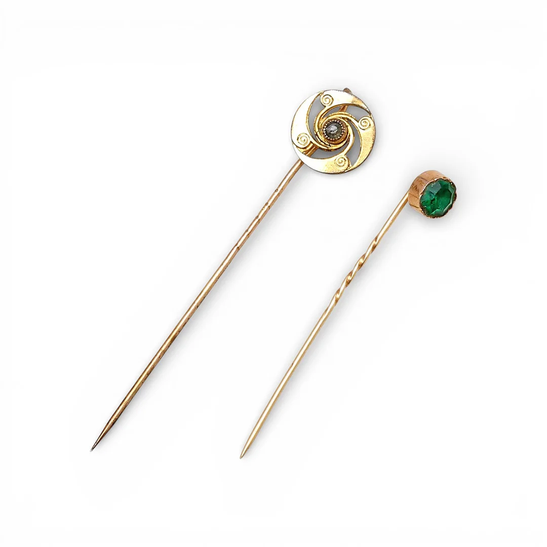 Two tie pins, mid 20th Century. — Brooches & Pendants — Balclis