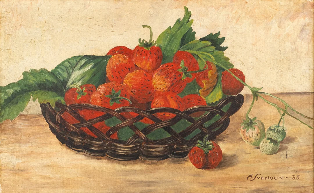 OIDENTIFIERAD KONSTNÄR. olja på duk, stilleben, signerad A Svensson, daterad -35. — Paintings — Karljohan Auktioner