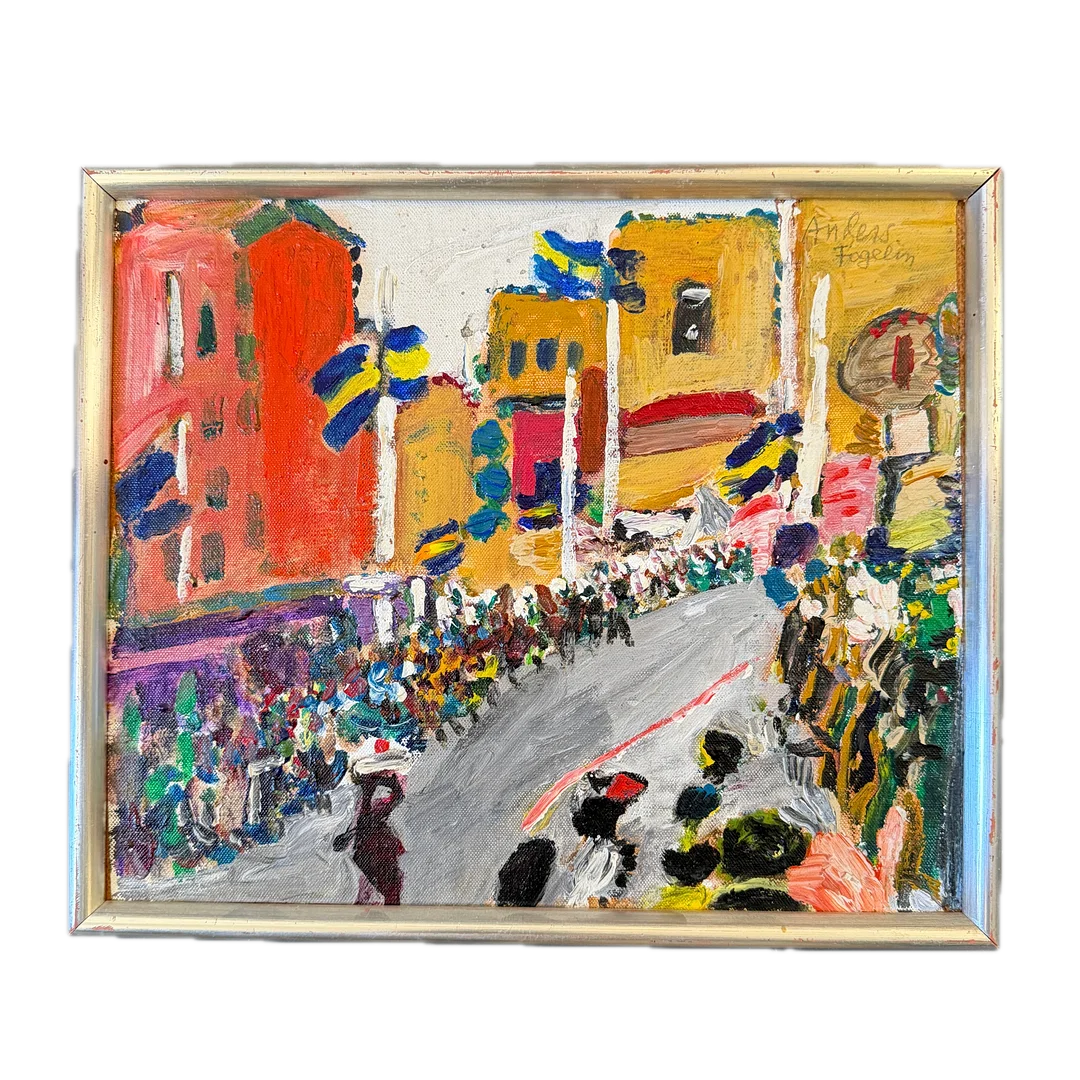 ANDERS FOGELIN. "Slottsbacken I" 1974. — Paintings — Auktionshuset STO Bohuslän