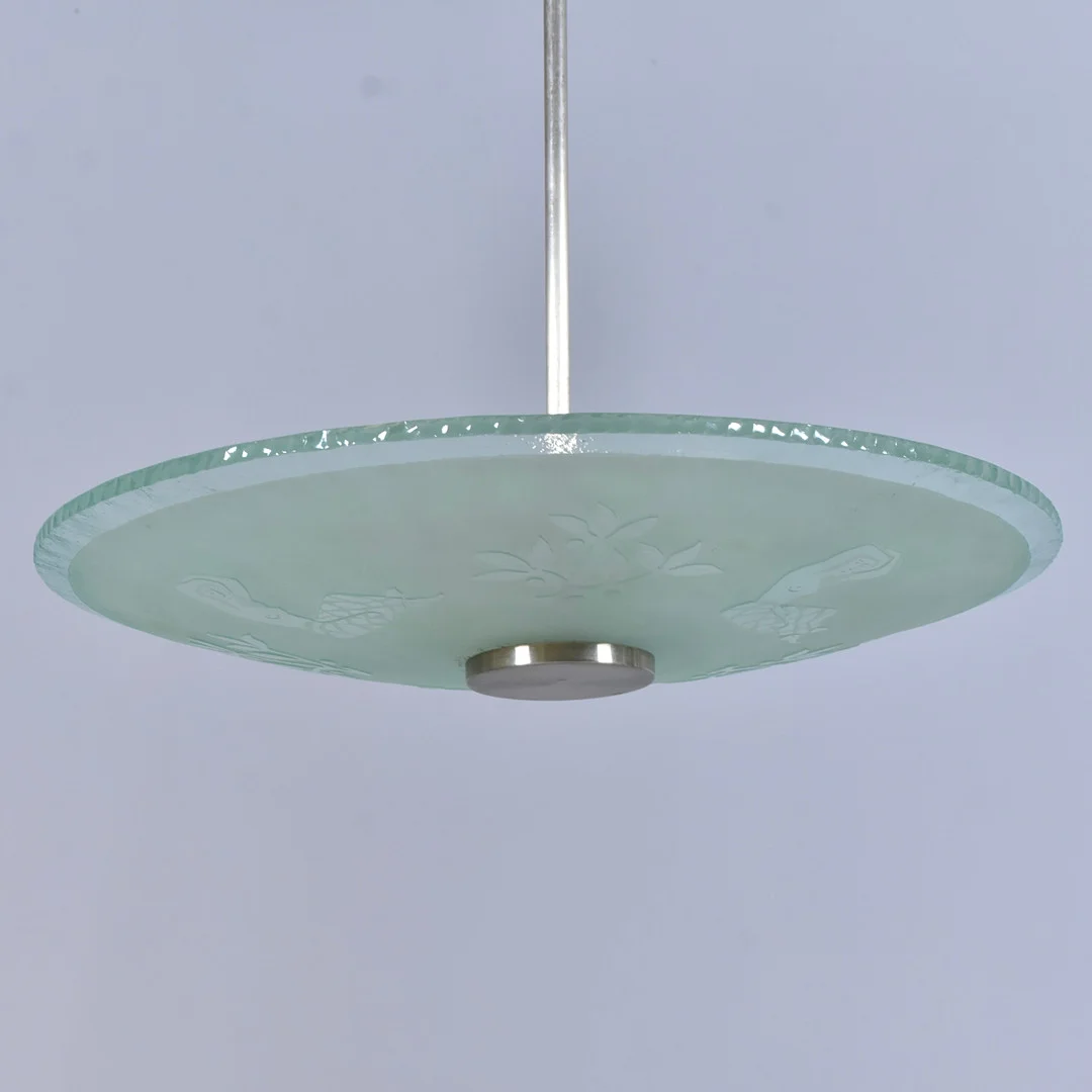 TAKLAMPA, frostat glas, 1920/30-tal. — Ceiling lights — Halmstads Auktionskammare
