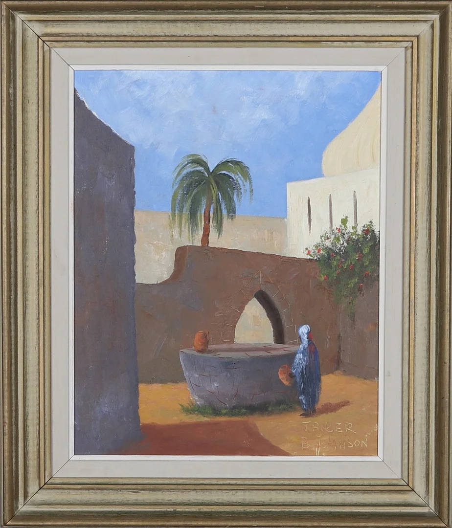 BERNT JOHNSON. "Tanger", olja på duk, signerad. — Paintings — Gomér & Andersson Norrköping