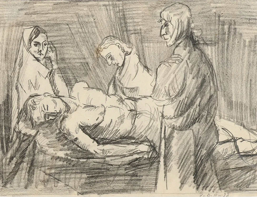 VILHELM BJERKE-PETERSEN (1909-57). Motiv med personer, bly på papir, signeret og dateret 1928. — Drawings — Palsgaard Kunstauktioner