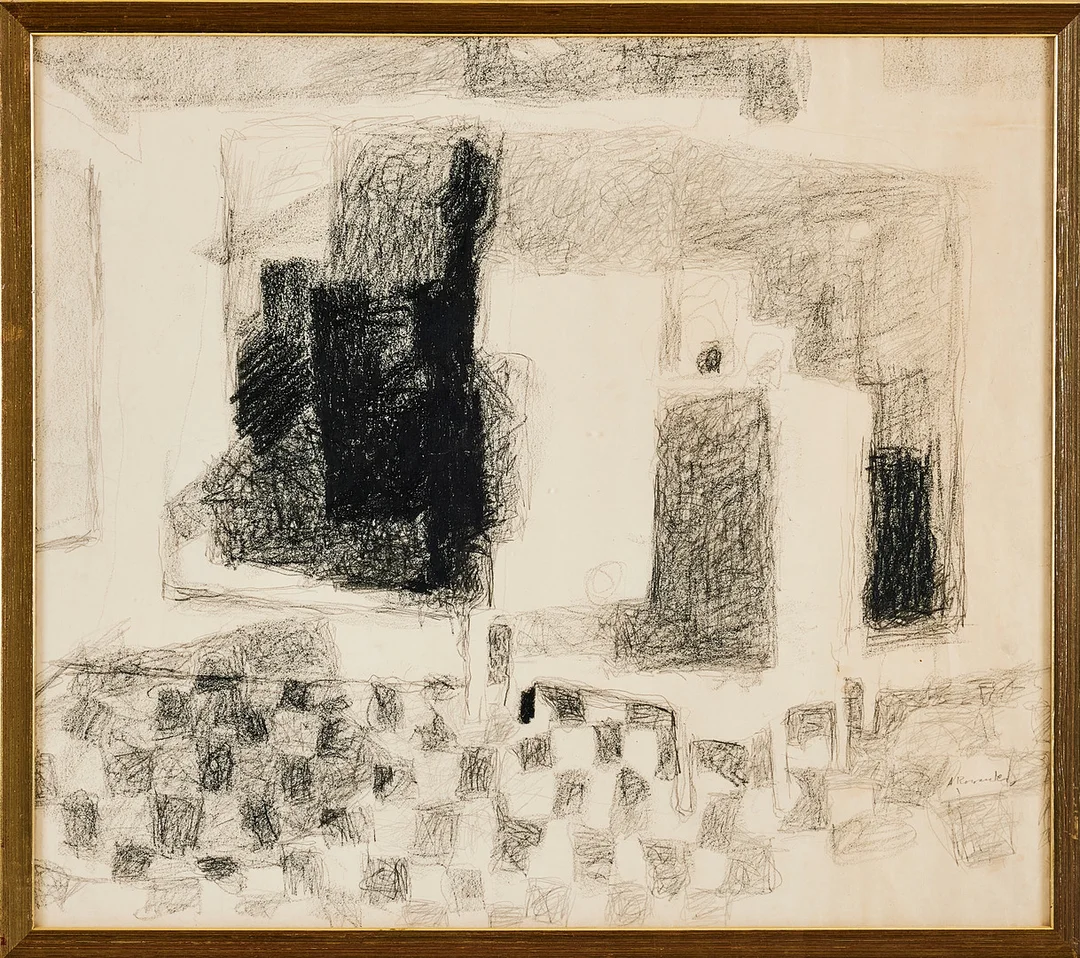 ARMAND ROSSANDER (1914-1976). Rumskomposition, fetkrita. — Paintings — Stockholms Auktionsverk Magasin 5