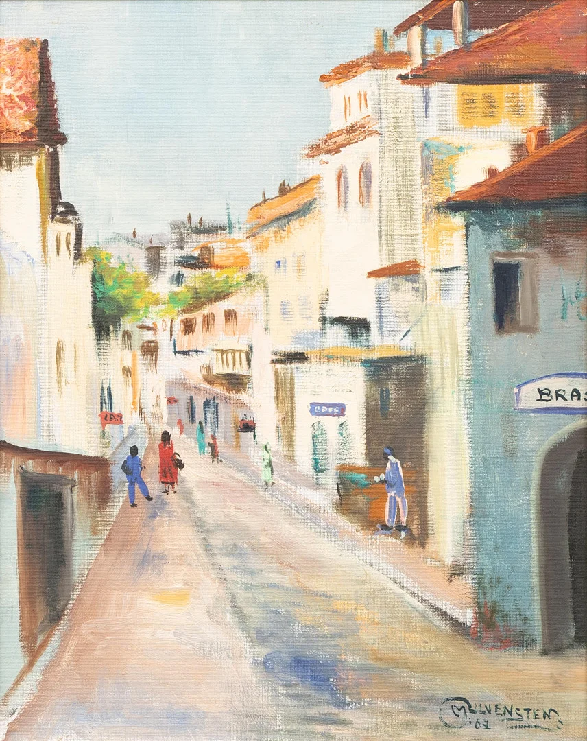 OIDENTIFIERAD KONSTNÄR. Gatumotiv, Italien, olja på duk, otydligt signerad och daterad -69. — Paintings — Garpenhus Auktioner