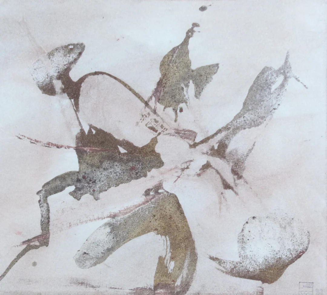 HERMANN FOCKE (1924-2020). Leim/Farbpigmente auf Karton, '' Ohne Titel '' ,signiert, (1993). — Paintings — Stockholms Auktionsverk Düsseldorf/Neuss