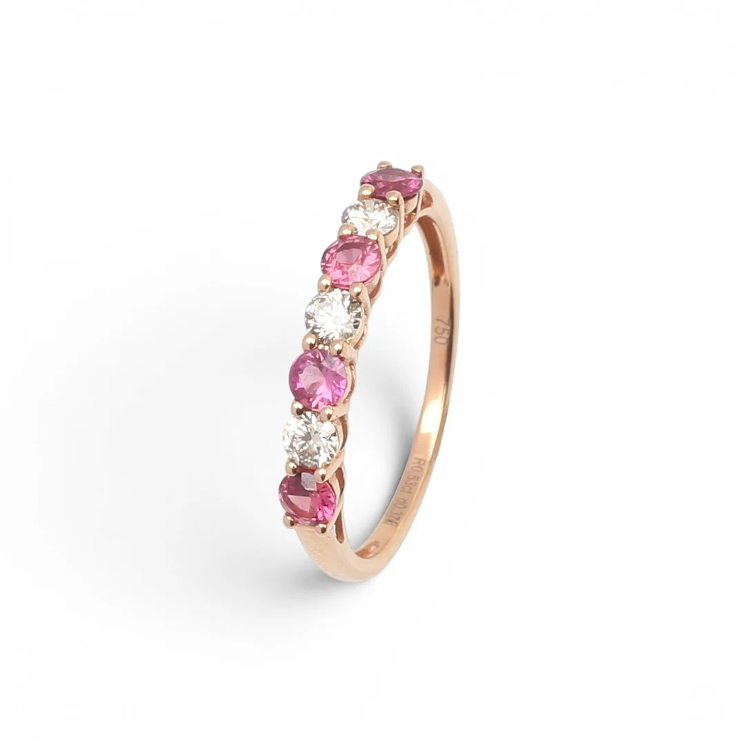 Diamonds and rubies half-band wedding ring. — Earrings — Balclis
