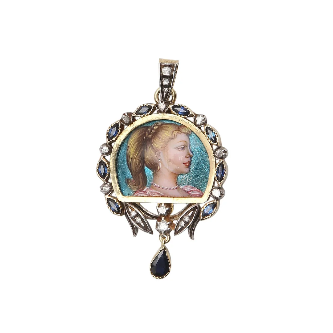 Historicist style pendant with a miniature. — Brooches & Pendants — Balclis