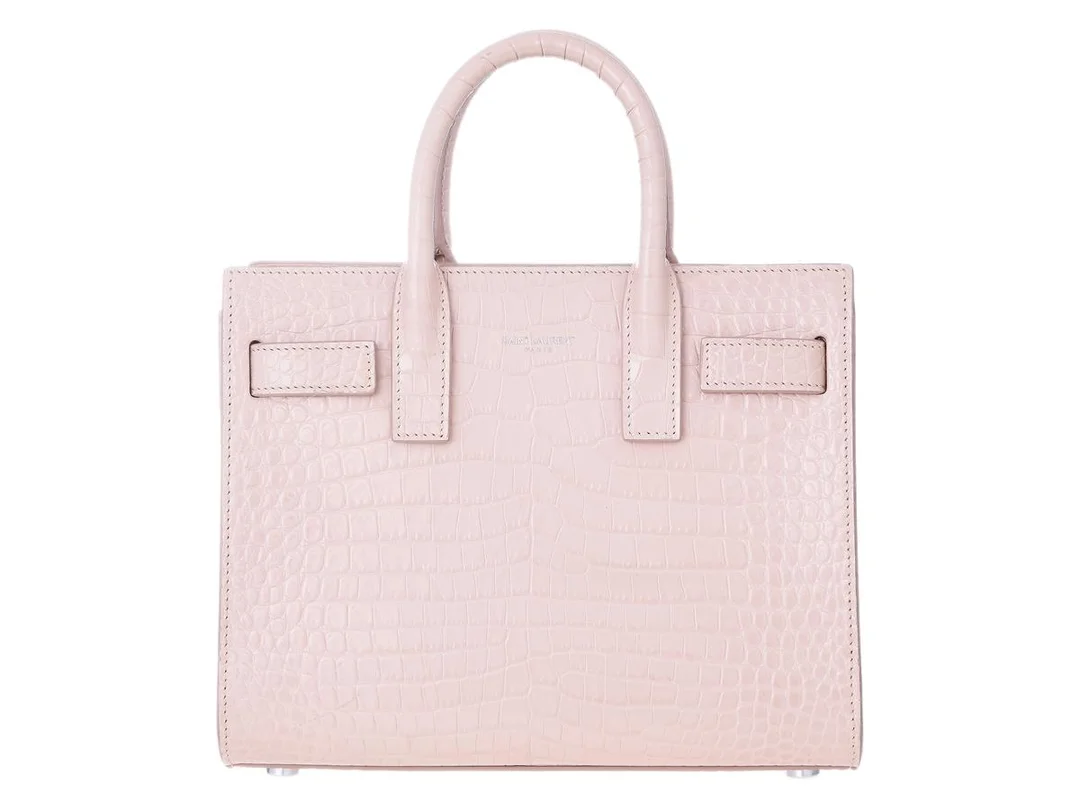 SAINT LAURENT, VÄSKA, Sac De Jour Satchel, rosa Nano Croc Embossed läder, silverfärgade beslag, 22x17x9 cm. Very Good Condition. — Accessoarer/Väskor — Kaplans