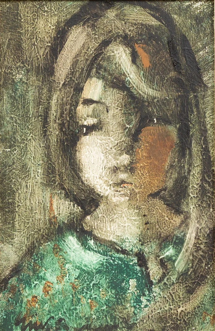 ERIK BRANDT. Barnansikte, olja på pannå, signerad. — Paintings — Garpenhus Auktioner