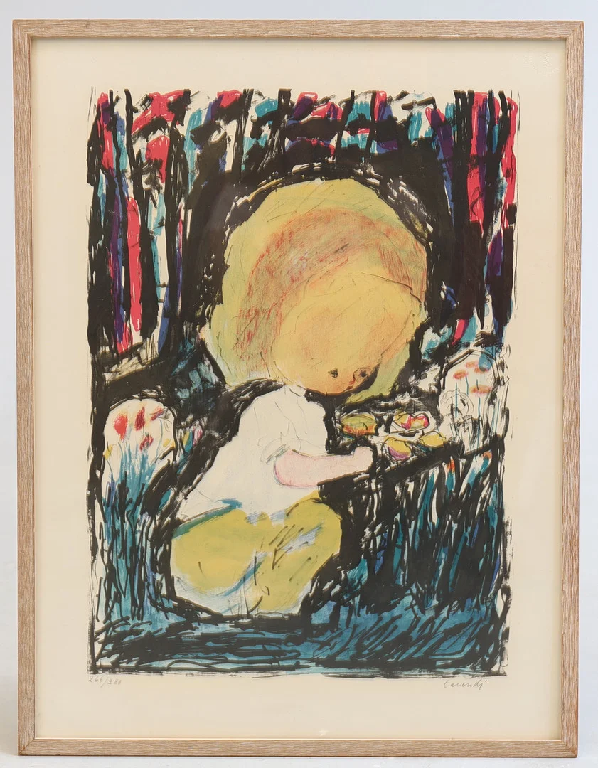 KURT CARENDI. Färglitografi, barnmotiv, 266/280, signerad. — Engravings & Prints — Gomér & Andersson Nyköping