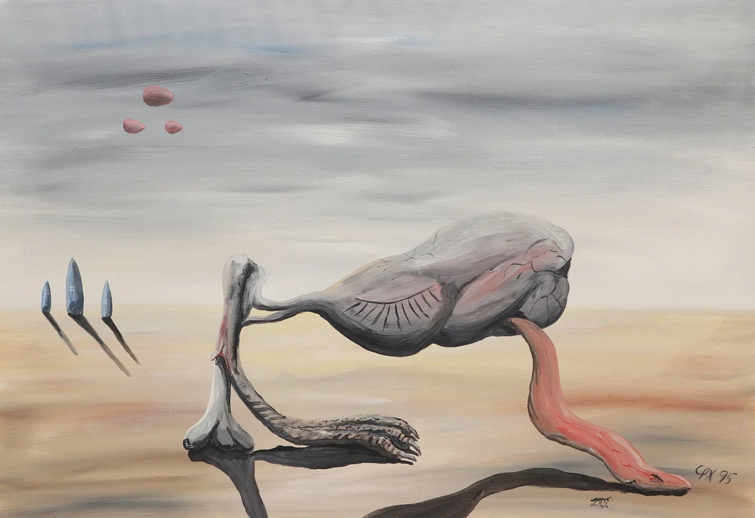 CHRISTER PETTERSSON. Olja på duk, surrealistiskt motiv, signerad CPX och daterad 95. — Paintings — Ekenbergs Auktioner