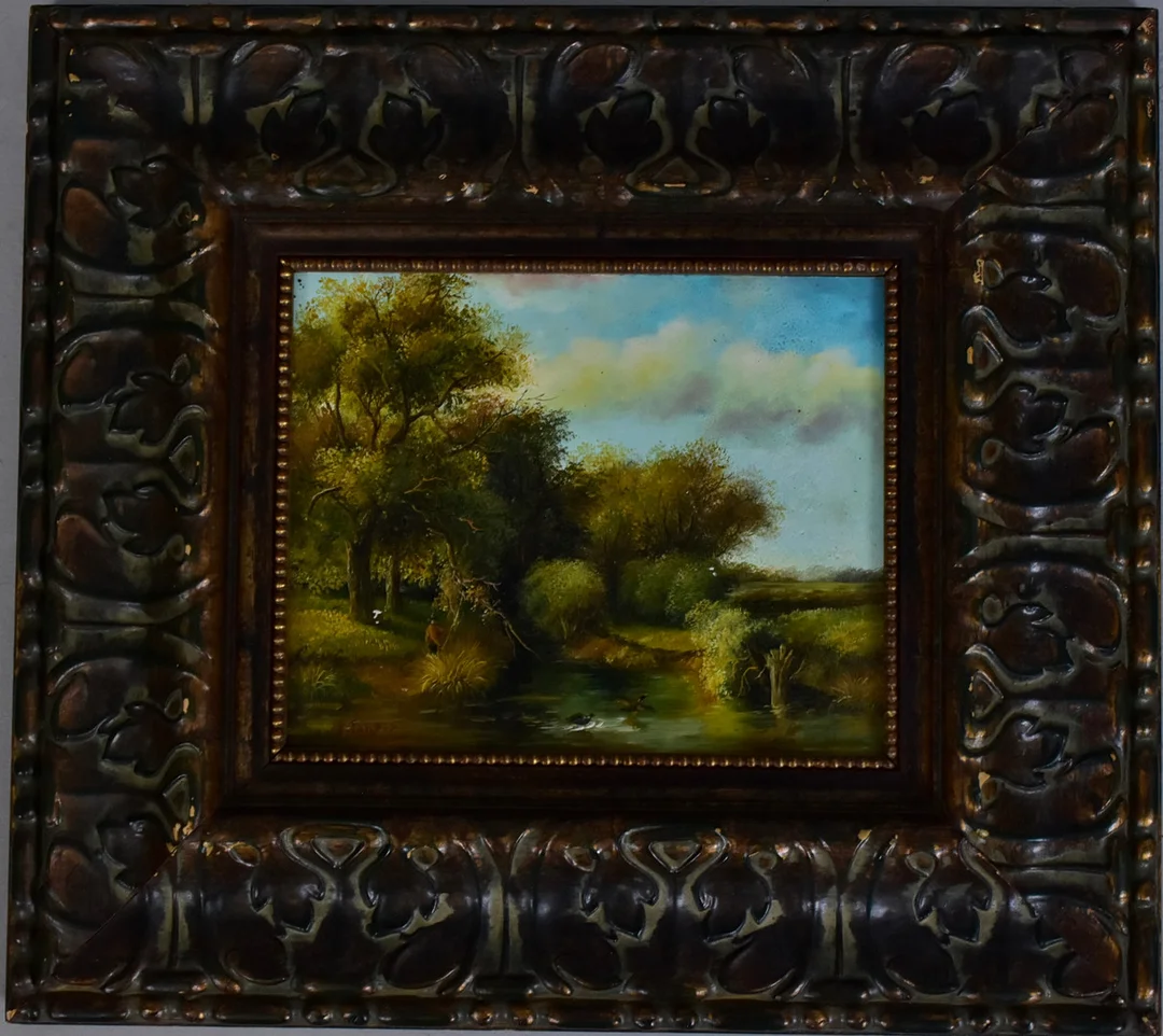 OIDENTIFIERAD KONSTNÄR. Olja på pannå. — Paintings — Halmstads Auktionskammare