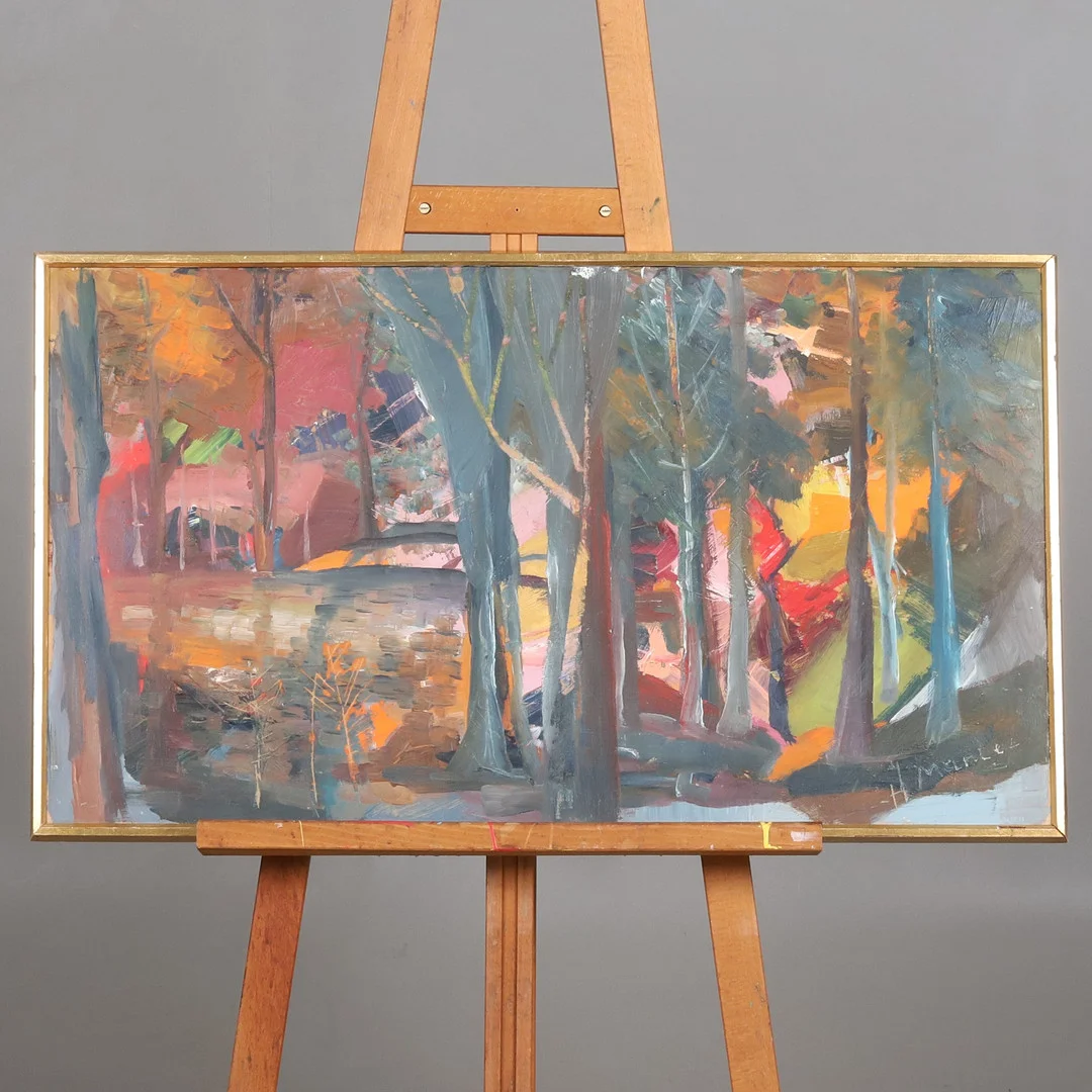 HELMUT MANTEL. "Skogsmotiv", olja på pannå, signerad. — Paintings — Örebro Stadsauktioner